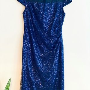 Sparkling blue party cocktail dress
